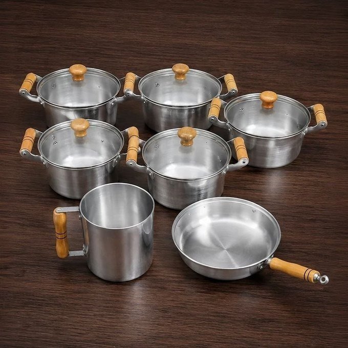 Conjunto De Panelas 7 Peças Alumínio Grosso Fundido Batido + Frete Grátis
