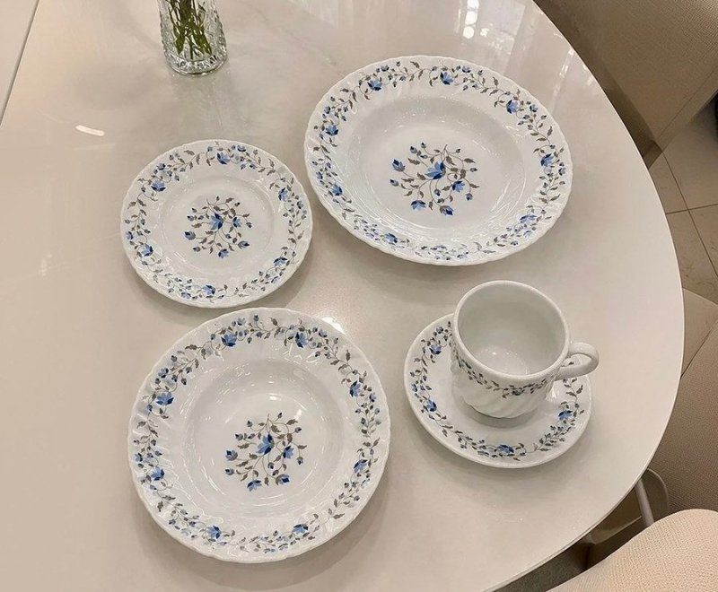 Aparelho De Jantar 20 Peças Vidro Opaline Para Mesa Posta + Frete Grátis