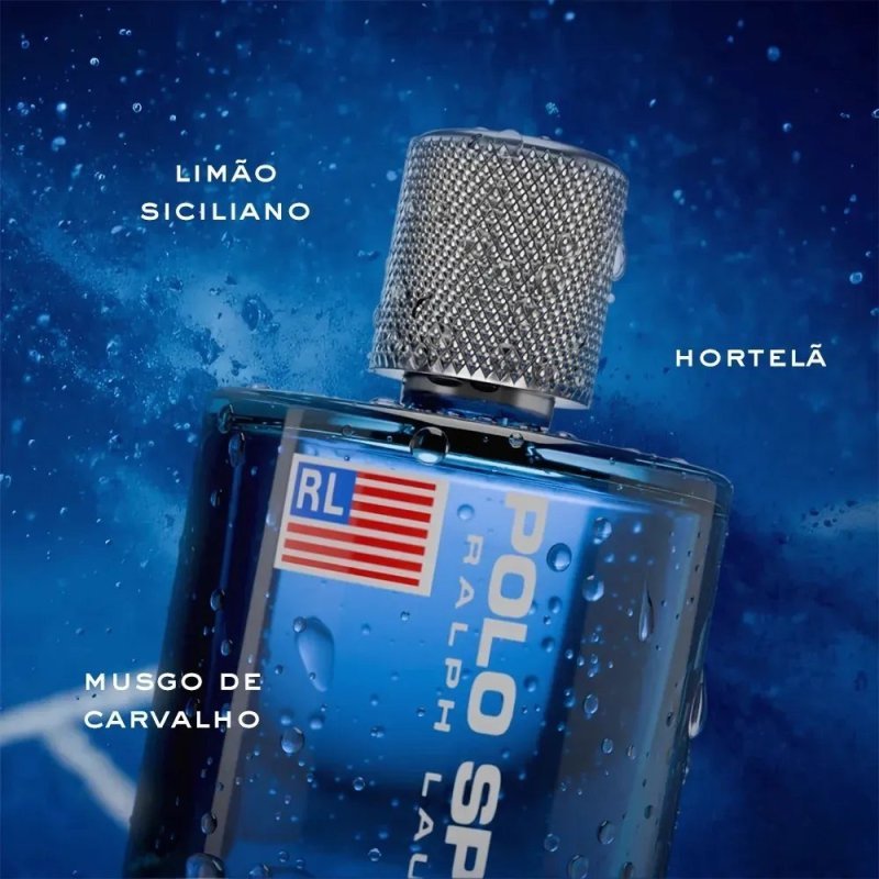 Perfume Masculino Aromático Cítrico Fresco e Energizante, Eau de Toilette Polo Sport Ralph Lauren 100ml