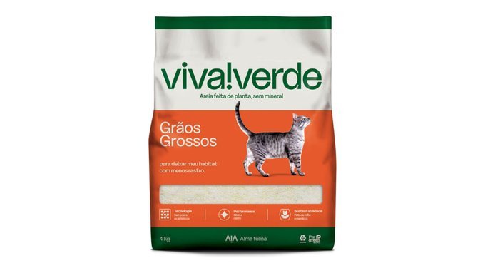 AREIA PARA GATO DE AP - Viva Verde Areia Higiênica Biodegradável 4kg Grãos Grossos