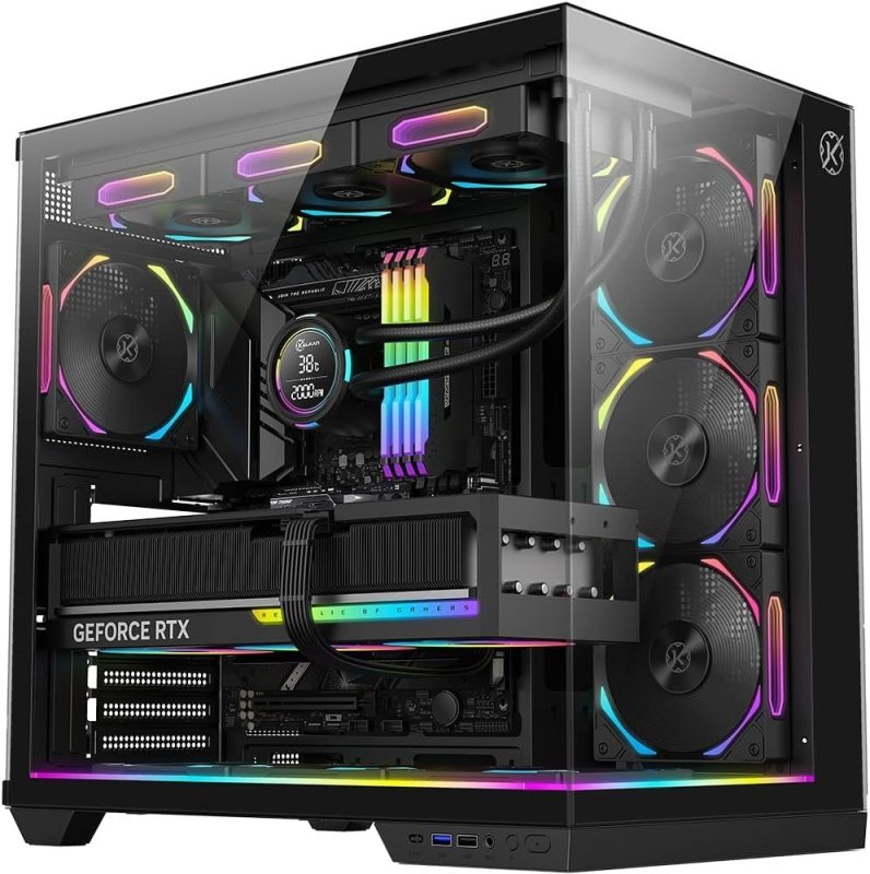 Gabinete Kalkan Skye RGB Preto Aquário ATX USB 3.0 Sem Fans