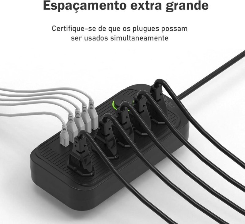 Régua de Energia Coibeu com 5 Tomadas + USB-C