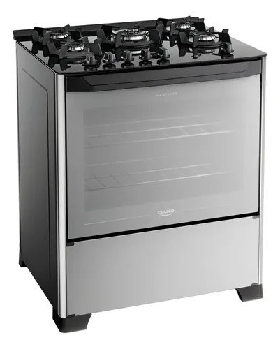 Fogão 5 Bocas Dako Magister Style Com Frente Espelhada Mesa de Vidro e Tripla Chama Bivolt