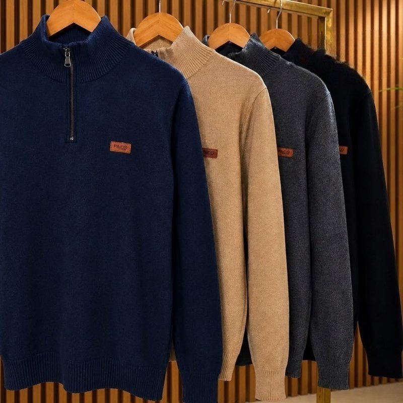 Suéter Masculino Zíper Gola Alta Red Nose Básico Inverno