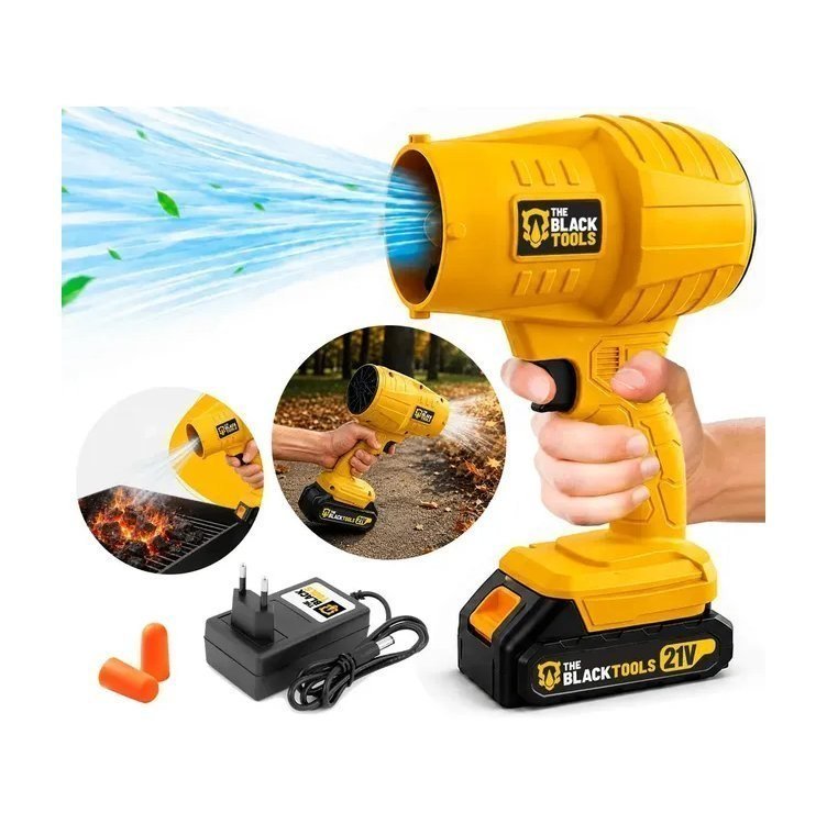 Soprador De Ar Turbo 21v Portátil Bateria Recarregável Potente Para Folhas Pó Limpeza Carro Tso-21a The Black Tools