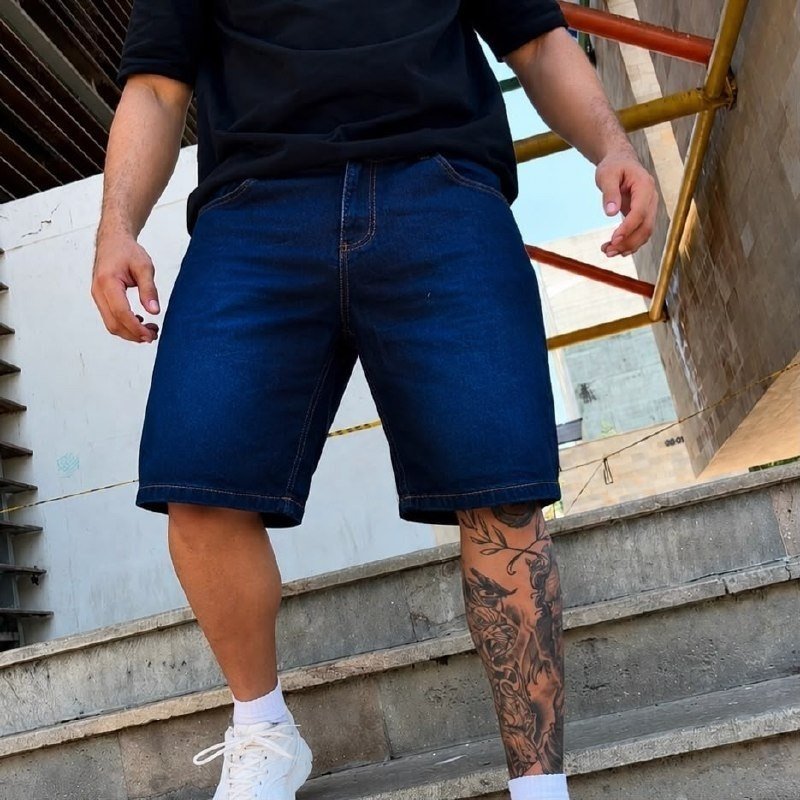 Bermuda Jeans Slim Com Lycra