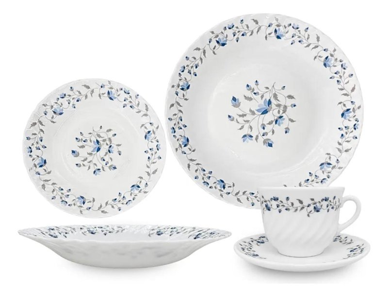 Aparelho de Jantar 20 Peças Vidro Opaline