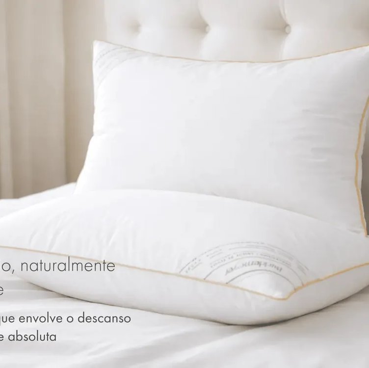 Kit Travesseiro 50x70cm Buddemeyer Toque de Pluma Algodão Branco 2 peças