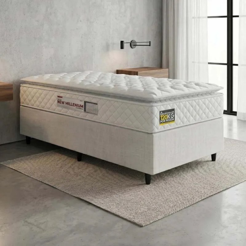 Colchão Solteiro Espuma D33 Pillow Top New Millenium – Branco