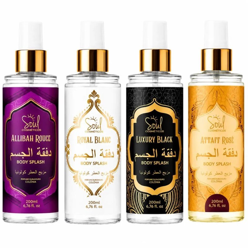 Body Splash Árabe com 4 Unidades 200ml – Perfume Feminino de Luxo