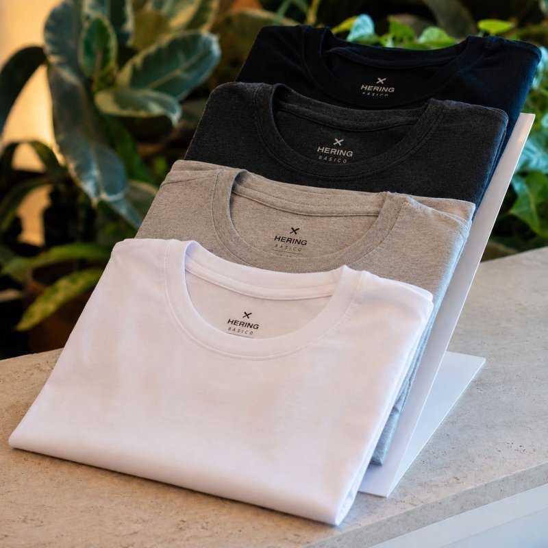 Kit Com 5 Camisetas Masculinas Básicas Slim Hering Adulto