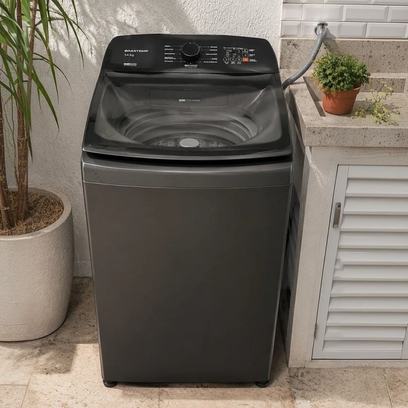Máquina de Lavar Brastemp 14Kg Cinza Smart Sensor- BWJ14A9