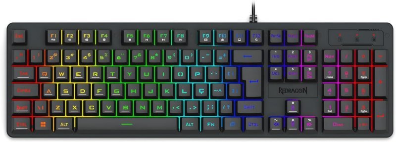 Teclado Membrana Gamer Redragon Netherbane Preto RGB K521-RGB