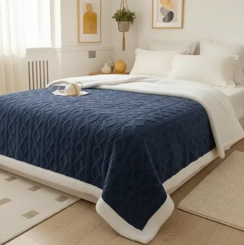Cobertor Manta De Casal 2,00x1,80 Canelada Sherpa Cores