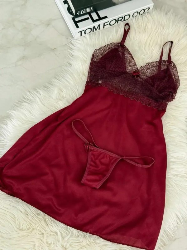 Camisola Renda Feminina Lingerie (5 cores) + Frete Grátis