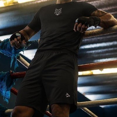 Kit Bermuda Lobo+camiseta Lobo Dry Fitness Academia Alpha (P ao GG)