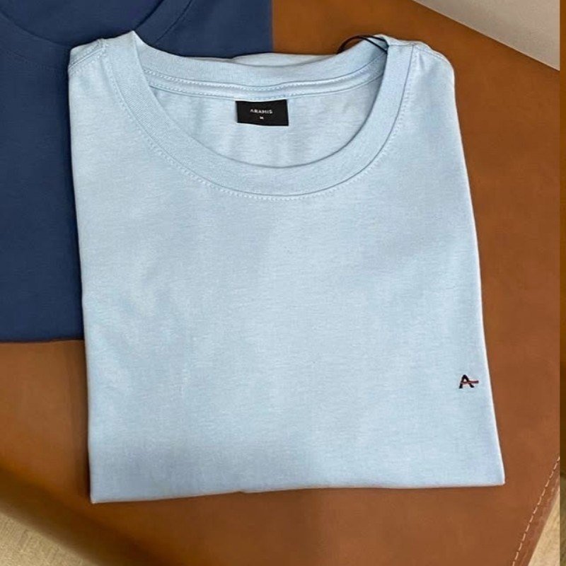 Camiseta Aramis Masculina Basic Lisa Azul Pastel