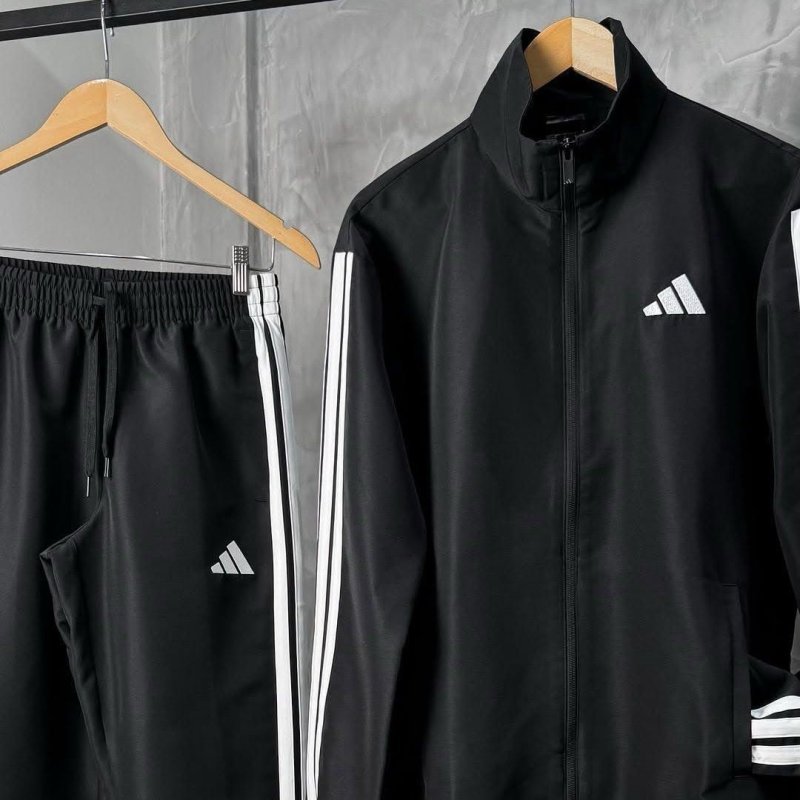 Conjunto De Agasalho Masculino Woven 3 Listras adidas Black Lisa (P ao GG)