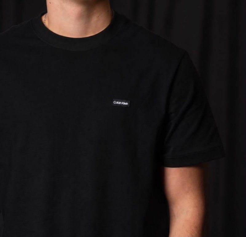 Camiseta Calvin Klein Masculina Piquet Orgânico Preta