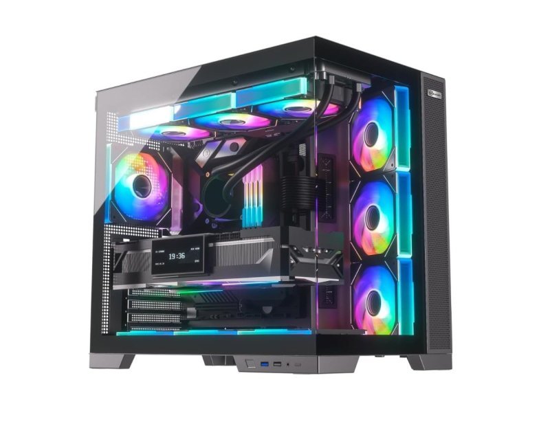 Gabinete Gamer Kalkan Asgard Evo Preto ATX Aquário Sem Fans Câmara Dupla Painel, Preto