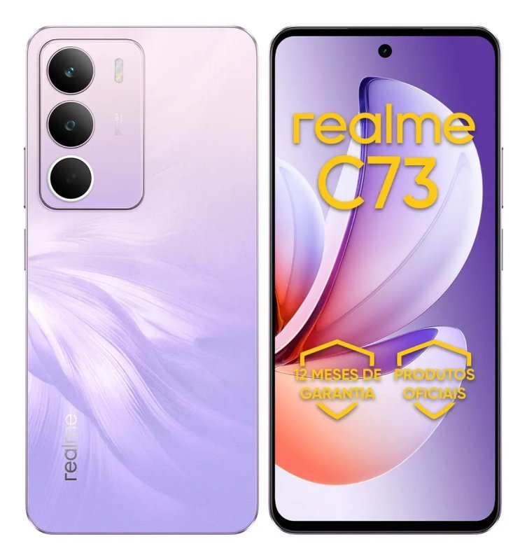 Realme C73 128GB 4GB RAM - Tela 120Hz 6000mAh - Violeta