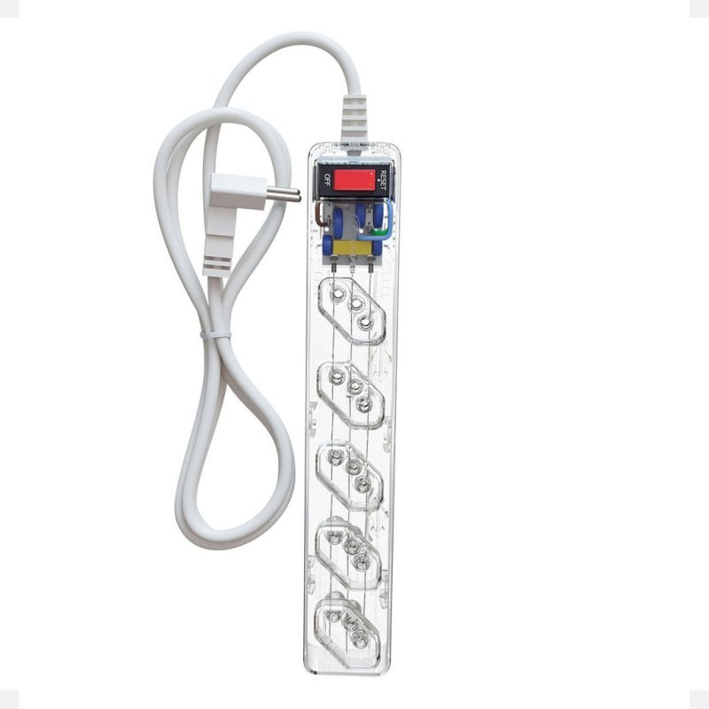 iCLAMPER Energia 5 Tomadas LCF Transparente Filtro de Linha e Protetor Elétrico DPS Bivolt