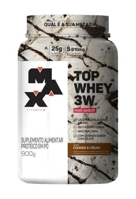 Top Whey 3w Mais Sabor Pote 900g - Max Titanium Sabor Cookies