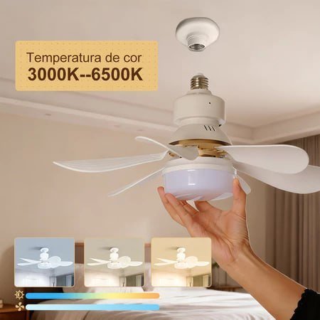 Ventilador Lâmpada De Teto LED Silencioso, com Controle Remoto, 6 Hélices, Bivolt Lâmpada de ventilador