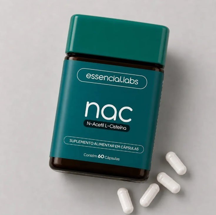 NAC 600mg - Fórmula Exclusiva com Máxima Concentração e Pureza - N-Acetil L-Cisteína - 60 Cápsulas