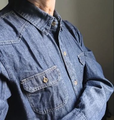 Camisa Jeans Slim Manga Longa Masculina