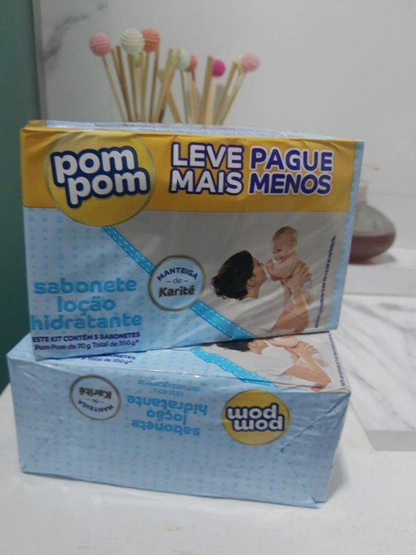 Kit 5 un. Sabonete em Barra Pom Pom c/ Loção Hidratante 70g