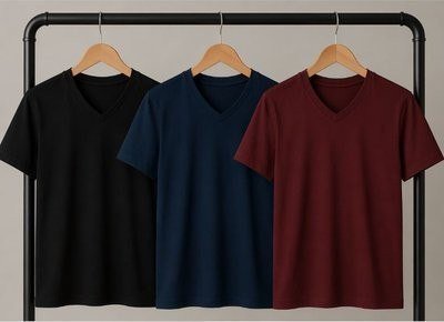 Kit 3 Camisetas Gola V Slim Fit Masculina Camisa Blusa Lycra