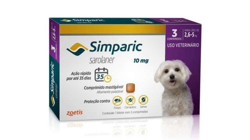Zoetis Simparic 10mg de 2,6 Até 5Kg 03 Comprimidos