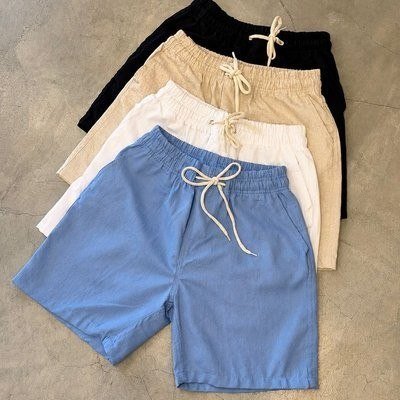 Kit 4 Bermuda Short Masculino Linho Cordão Curto Slim
