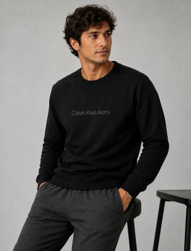 Moletom Calvin Klein Crewneck Light Front Logo