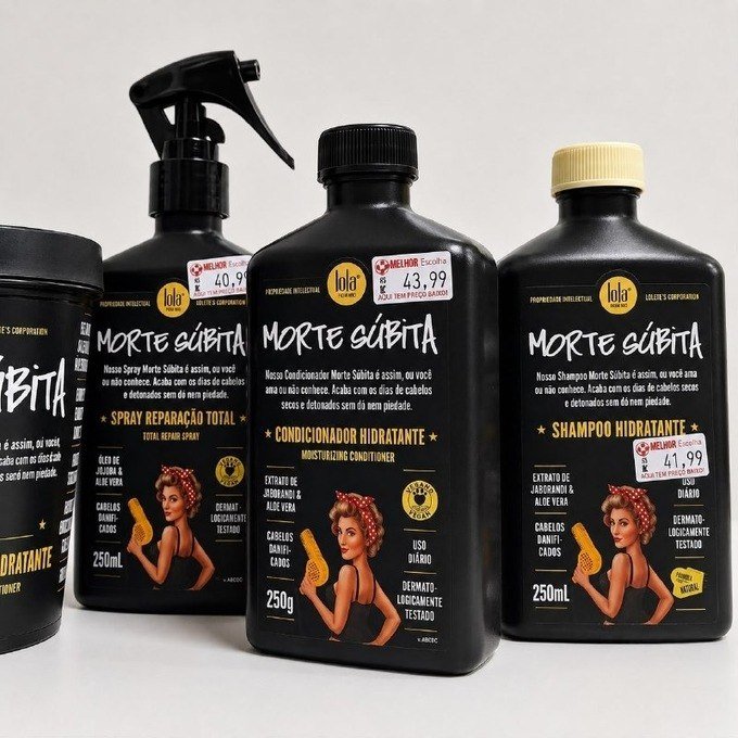 Kit Morte Súbita Lola - Shampoo 250ml + Condicionador 250g + Spray Reparação 250ml
