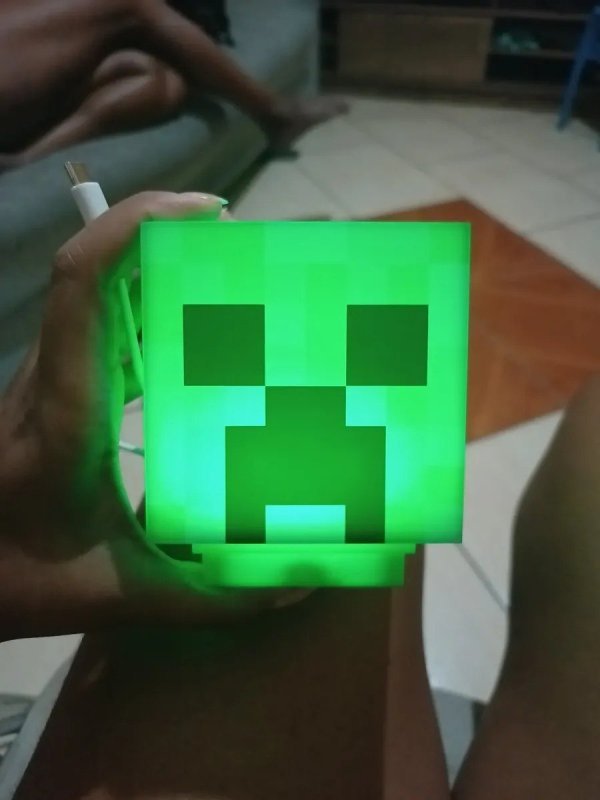 Luminária Abajur Minecraft Creeper Infantil Som Bateria USB