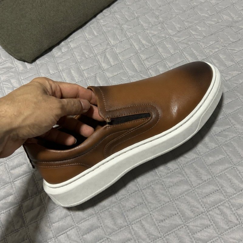Tênis Slip On Iate Masculino Couro Confortável