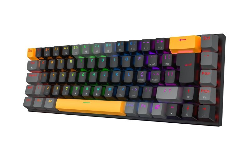 Teclado Mecânico Gamer Machenike K500-B68 RGB, Aluminio Hot-Swap, Switch Red, Preto, ABNT2 C/fio