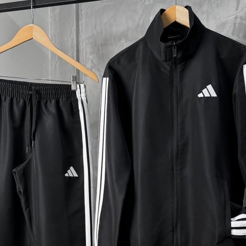 Conjunto De Agasalho Masculino Woven 3 Listras adidas Black Lisa M