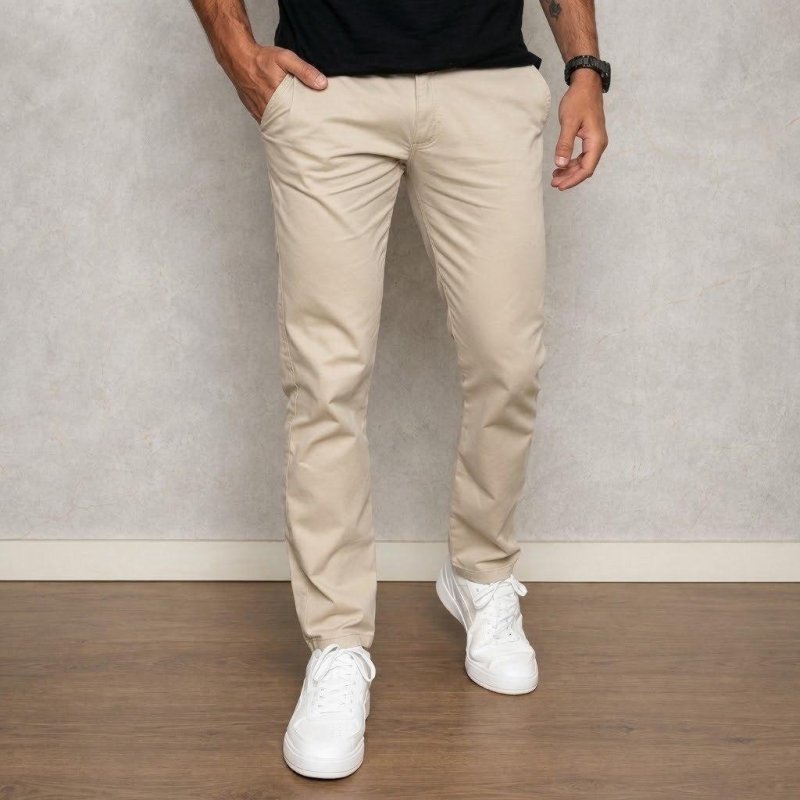 Calça Masculina Sarja Premium Esporte Fino Bolso Faca Lycra