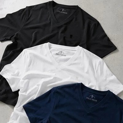 Kit 3 Camisetas Básicas Gola V Polo Wear Sortido