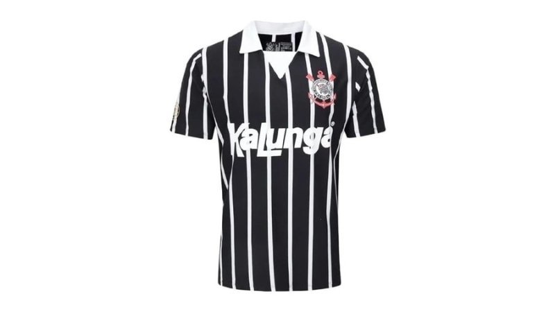 Camisa Polo Corinthians Retrô Kalunga Masculina Preta