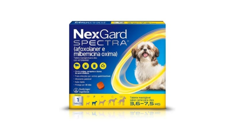 NexGard Antipulgas e Vermífugo para Cães de 3,6 a 7,5kg 1 tabletes