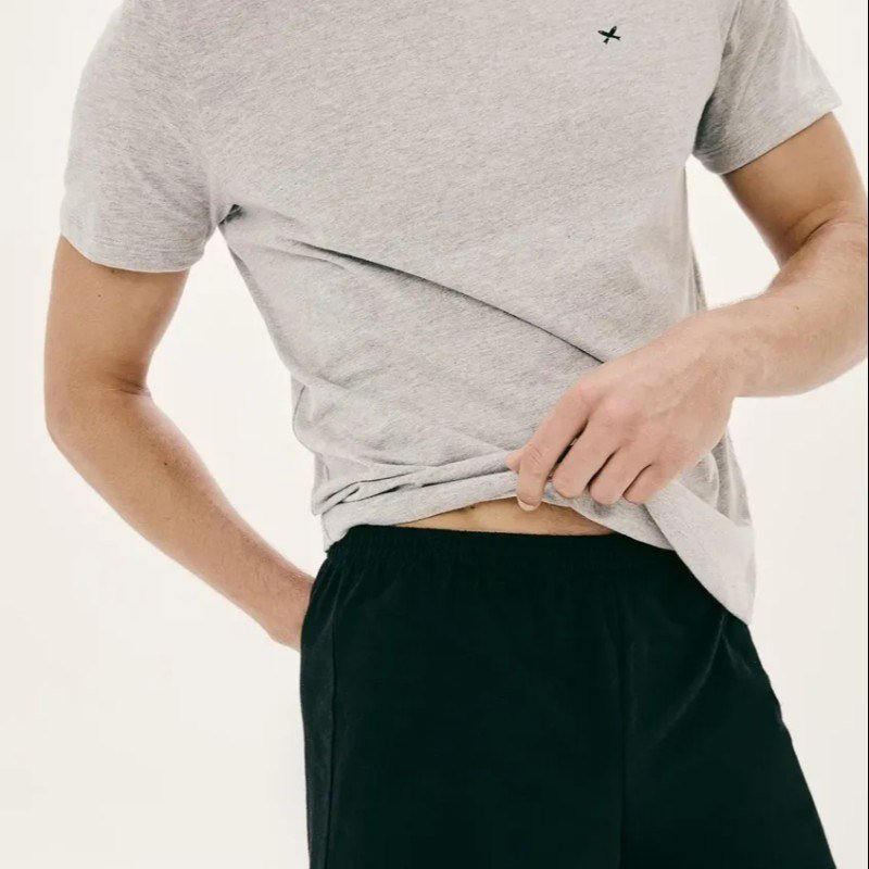 Pijama Masculino Hering Manga Curta Cinza Mescla E Chumbo