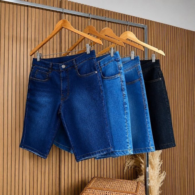 Kit com 3 Bermudas Jeans