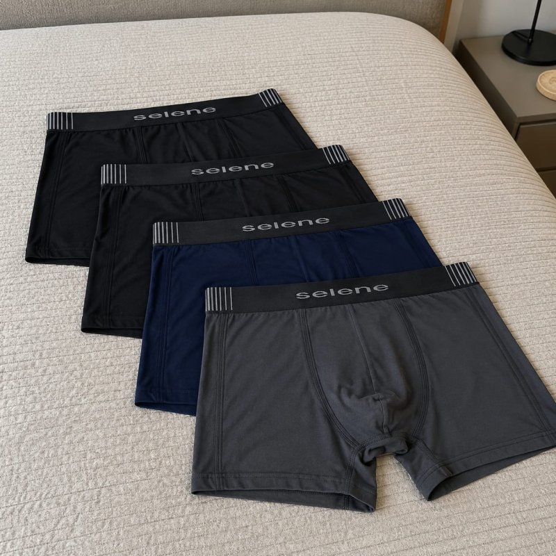 Kit 4 Cuecas Boxer Masculina Selene Sem Costura Poliamida