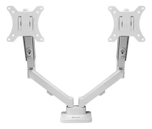 Suporte Articulado com Pistão a Gás Para Dois Monitores Zinnia Nimbo 210 Branco 13 a 32 Pol com Dois Braços Articulados Ajustáveis