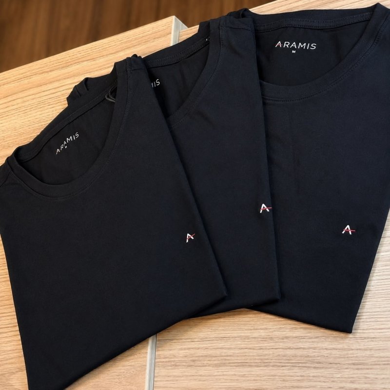 Camiseta Aramis Masculina Crewneck Basic Lisa Preta