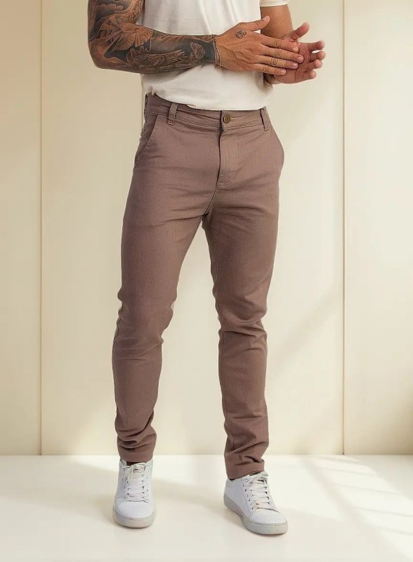Calça Sarja Social Masculina Esporte Fino Com Elastano (36 a 48)